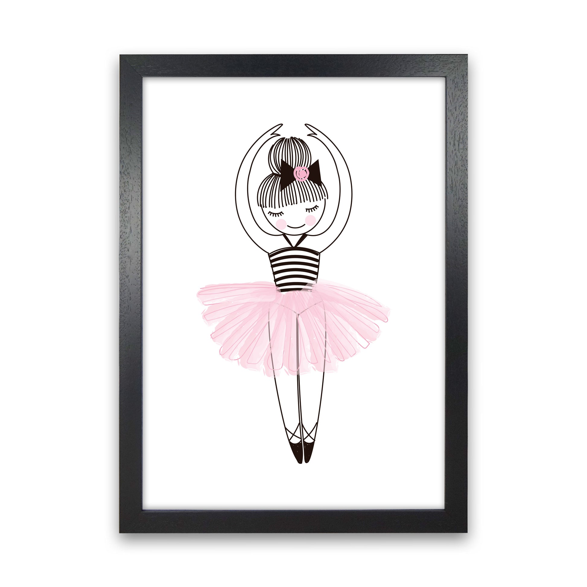 Girl&#39;s Ballerina Drawing Multi Set Illustration Wall Art Poster Print Black Grain