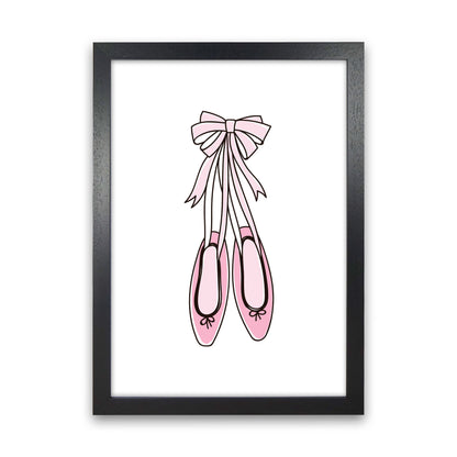 Ballerina Shoes Framed Nursey Wall Art Print Black Grain