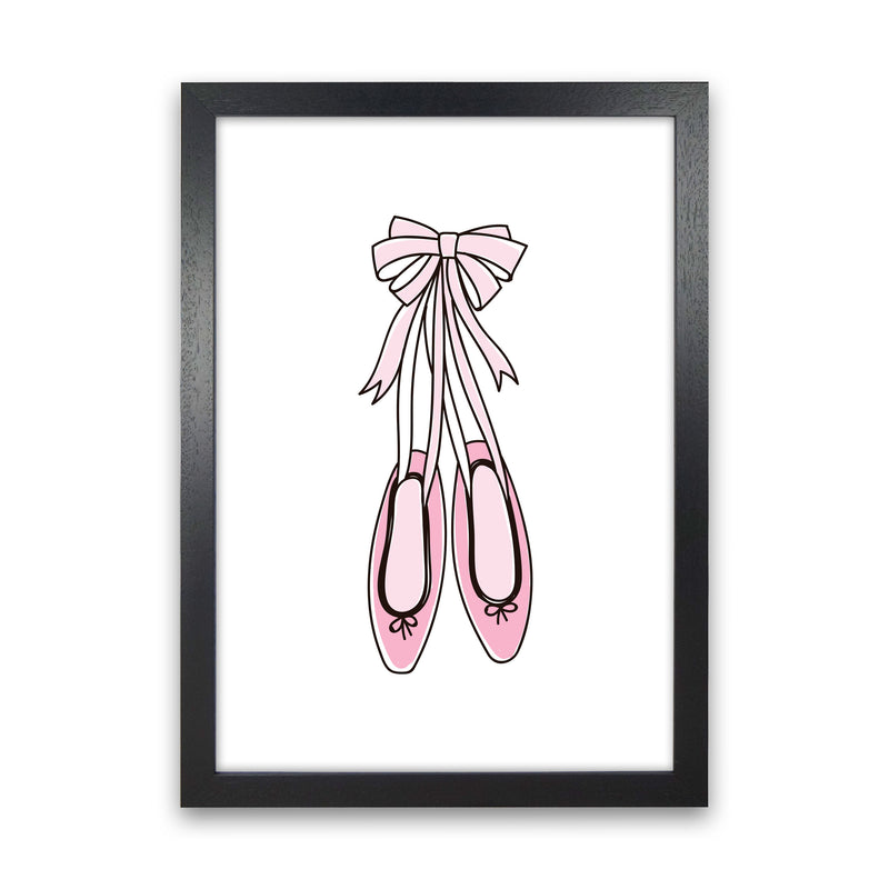 Ballerina Shoes Framed Nursey Wall Art Print Black Grain