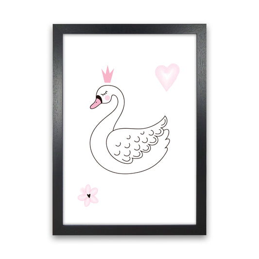 White Swan Modern Print, Animal Art Print Black Grain