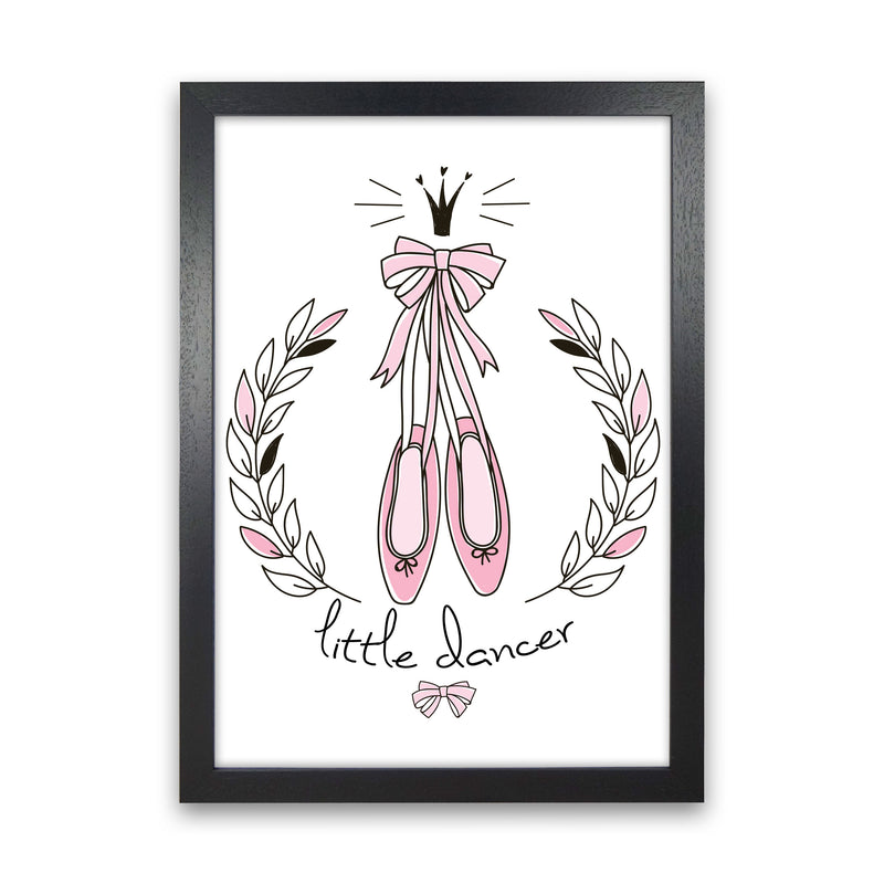 Little Dancer Shoes Framed Nursey Wall Art Print Black Grain