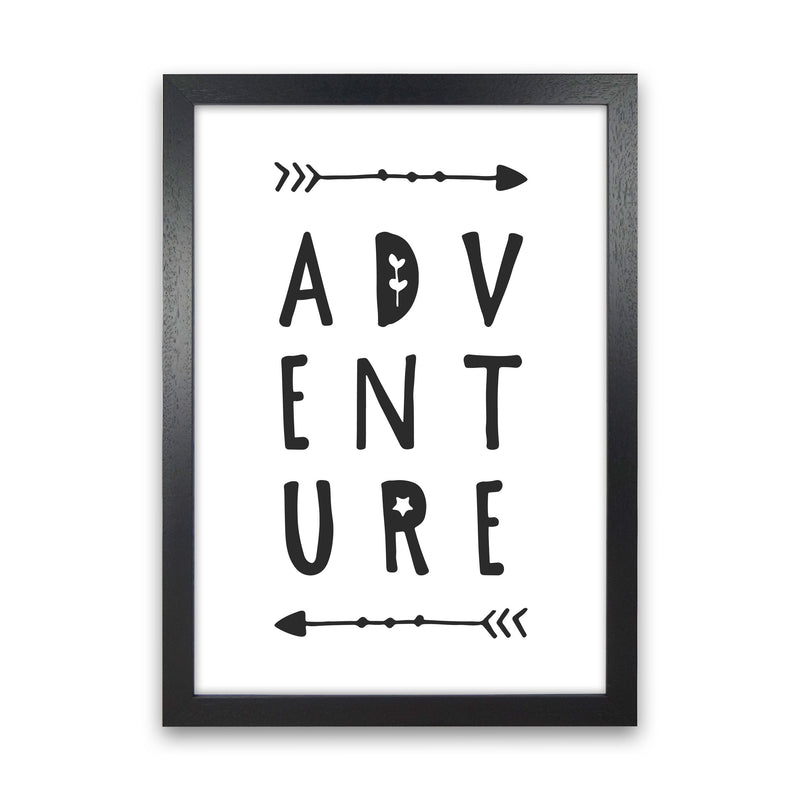 Adventure Black Framed Typography Wall Art Print Black Grain