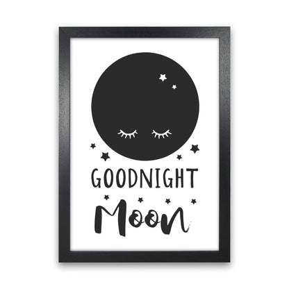 Goodnight Moon Black Framed Nursey Wall Art Print Black Grain