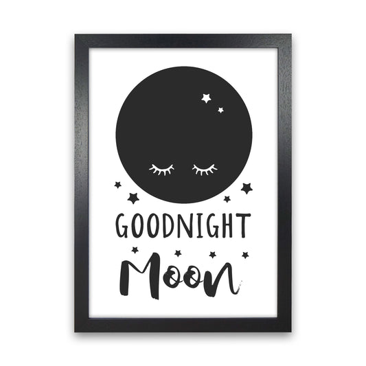 Goodnight Moon Black Framed Nursey Wall Art Print Black Grain