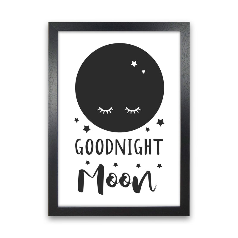 Goodnight Moon Black Framed Nursey Wall Art Print Black Grain