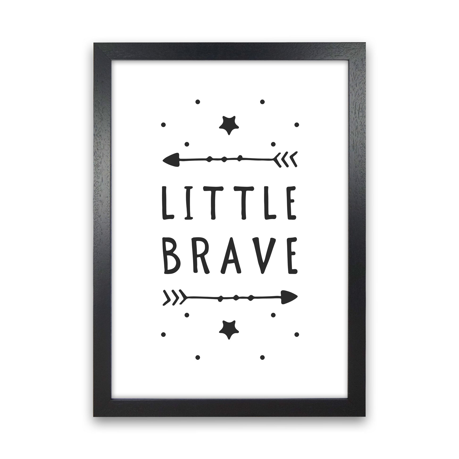 Little Brave Black Framed Typography Wall Art Print Black Grain