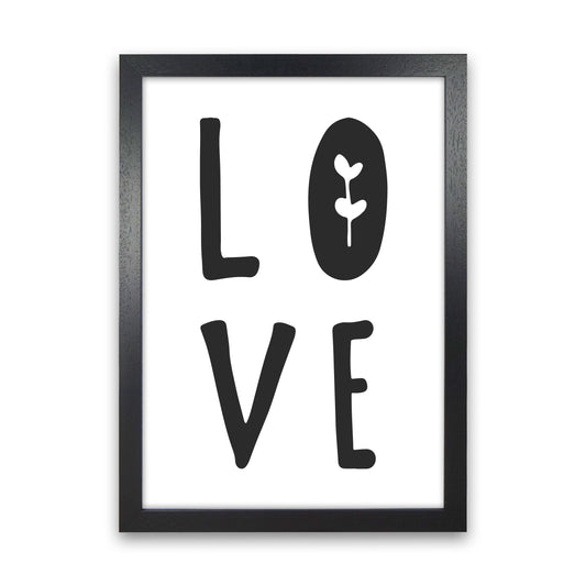 Love Black Framed Typography Wall Art Print Black Grain