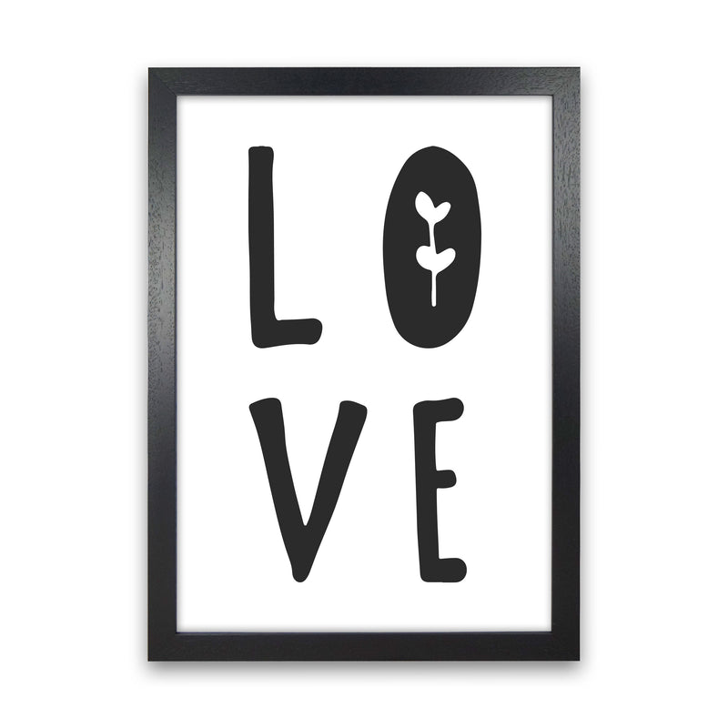 Love Black Framed Typography Wall Art Print Black Grain