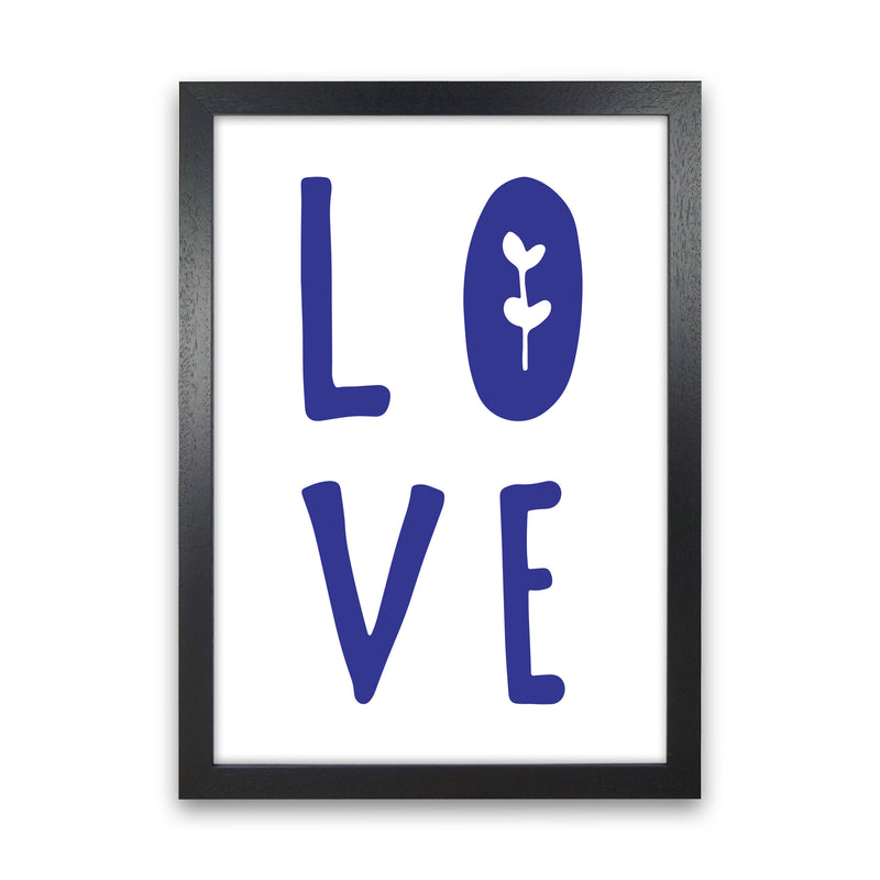 Love Navy Framed Typography Wall Art Print Black Grain