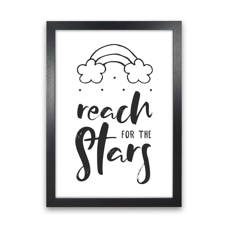 Reach For The Stars Black Modern Print Black Grain