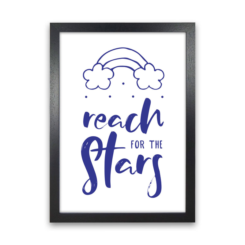 Reach For The Stars Navy Modern Print Black Grain