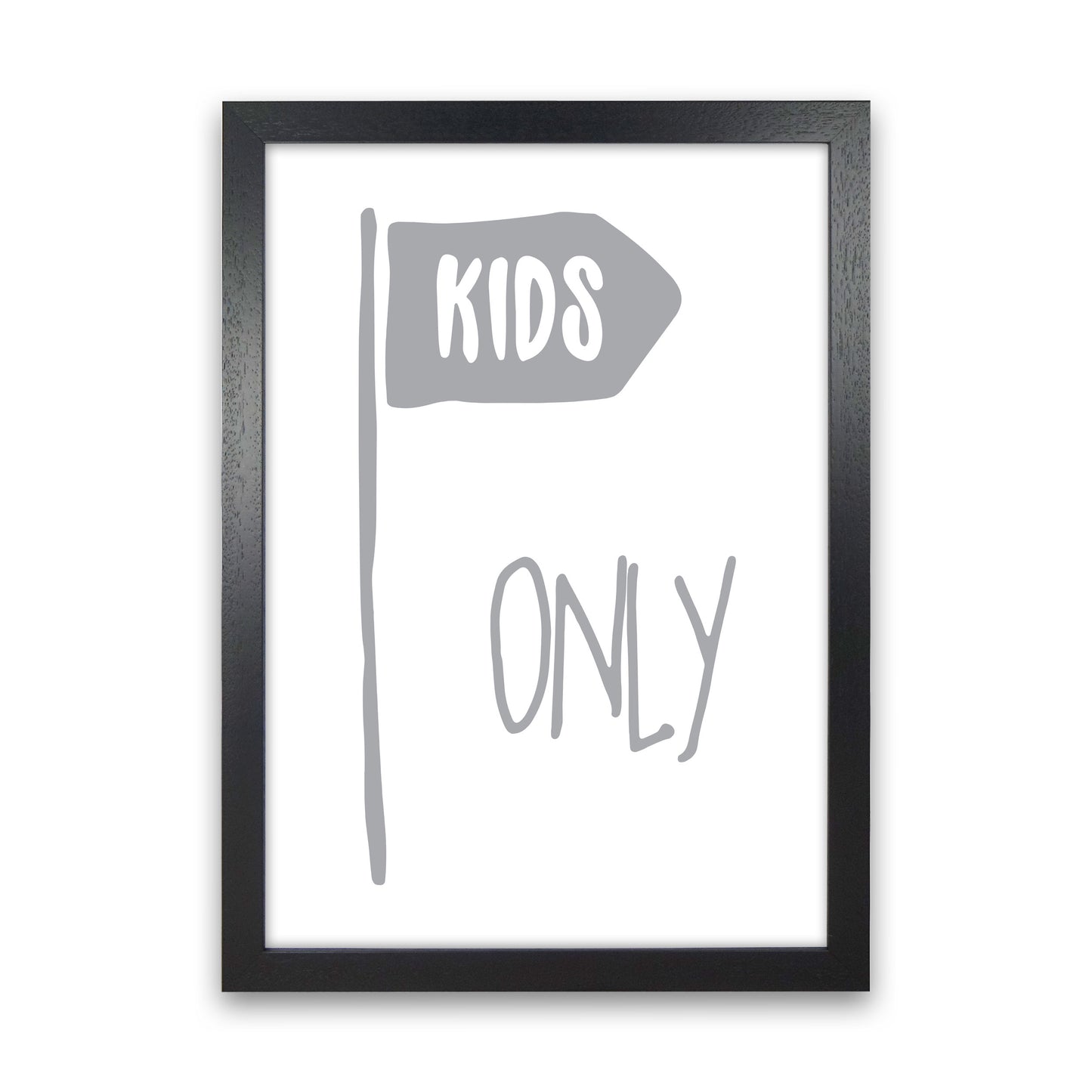 Kids Only Grey Framed Nursey Wall Art Print Black Grain