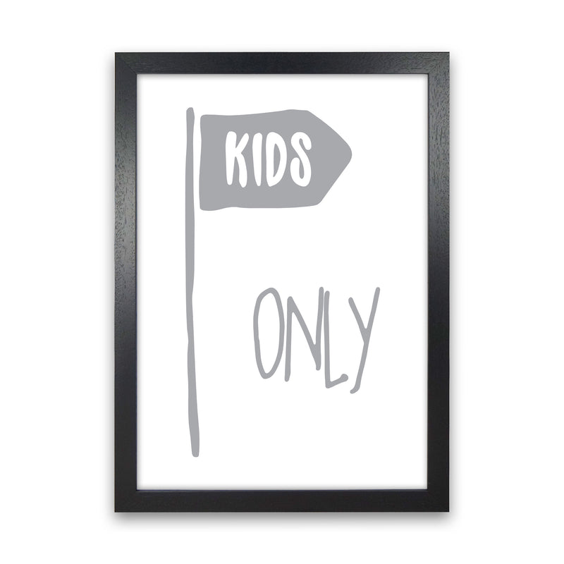 Kids Only Grey Framed Nursey Wall Art Print Black Grain