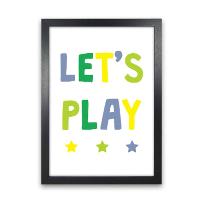 Let&#39;s Play Greens Framed Nursey Wall Art Print Black Grain