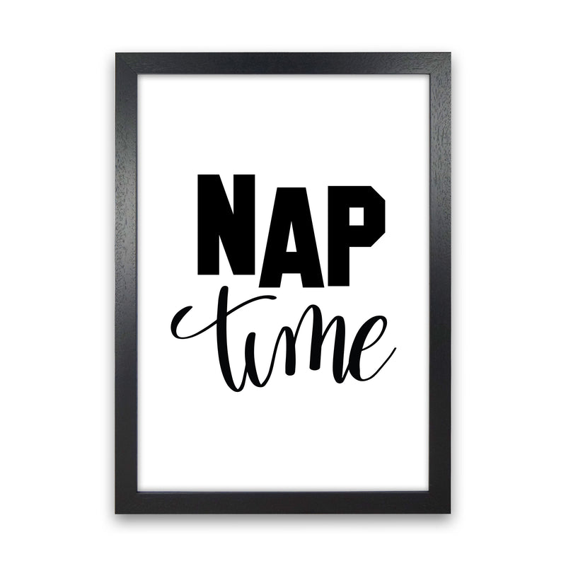 Nap Time Black Framed Typography Wall Art Print Black Grain