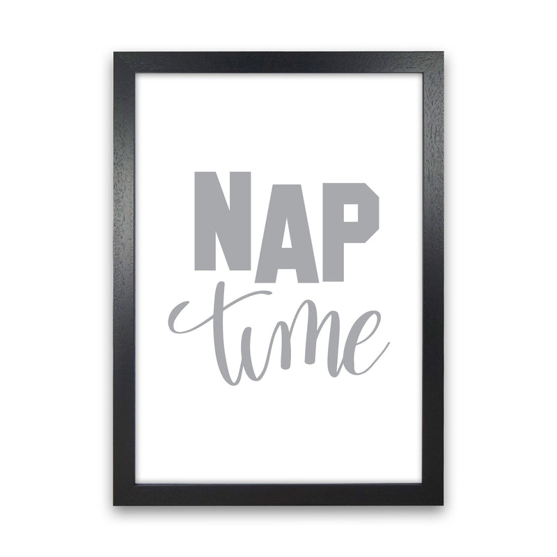 Nap Time Grey Framed Typography Wall Art Print Black Grain