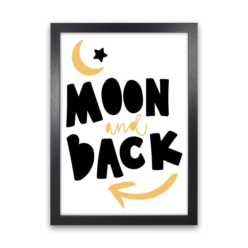 Moon And Back Mustard And Black Framed Typography Wall Art Print Black Grain