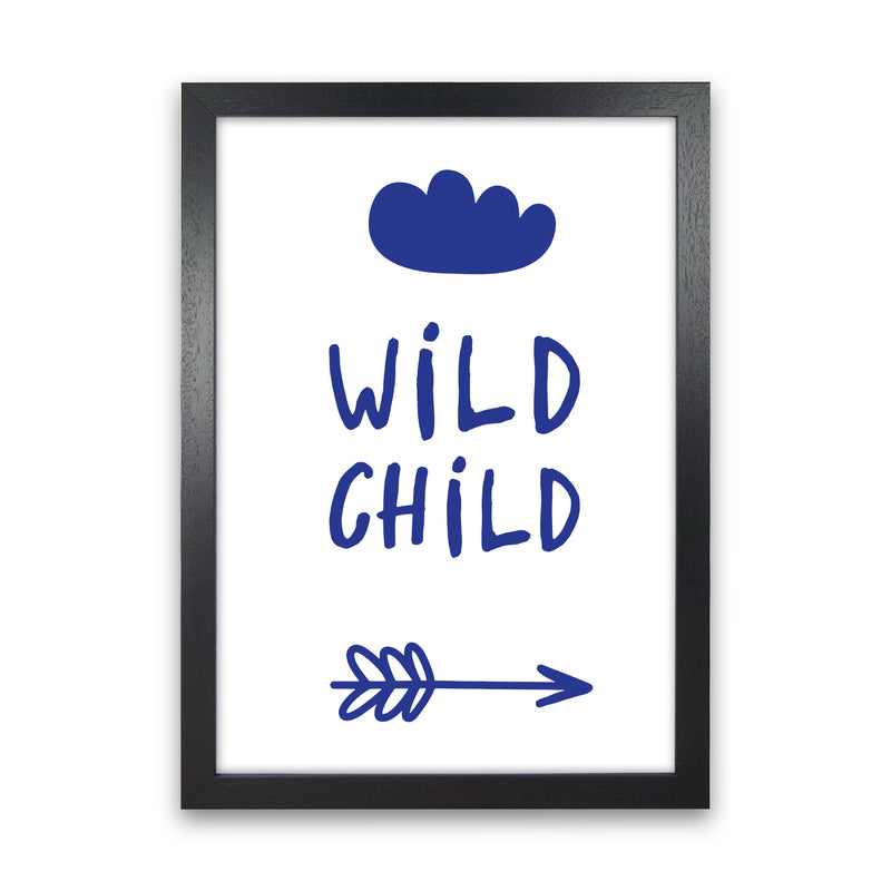 Wild Child Navy Framed Nursey Wall Art Print Black Grain