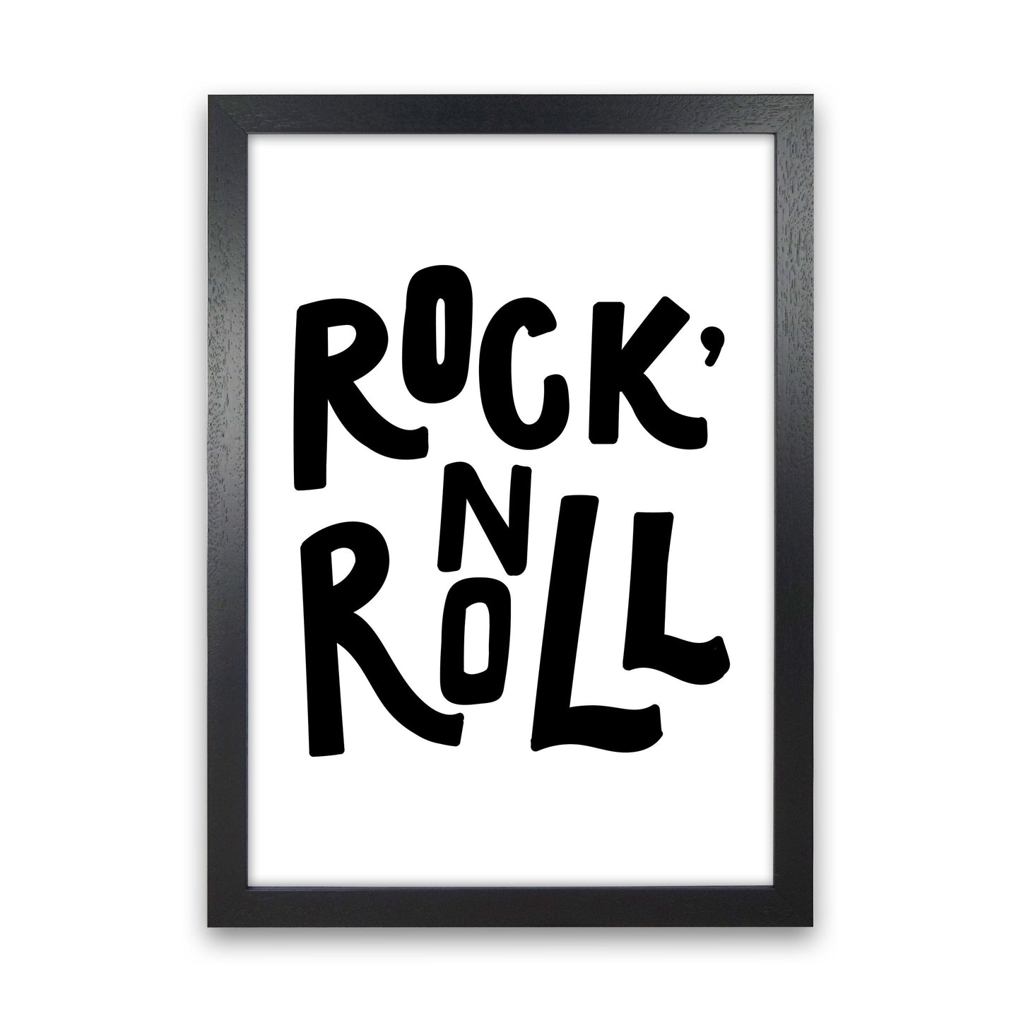 Rock &#39;N Roll Black Modern Print Black Grain