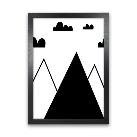 Scandi Mountains Modern Print Black Grain