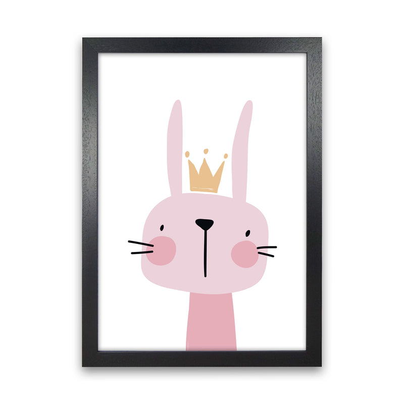 Pink Bunny Modern Print Animal Art Print Black Grain