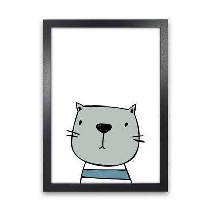 Cat Modern Print Animal Art Print Black Grain