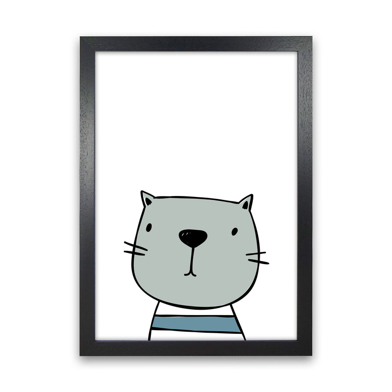 Cat Modern Print Animal Art Print Black Grain