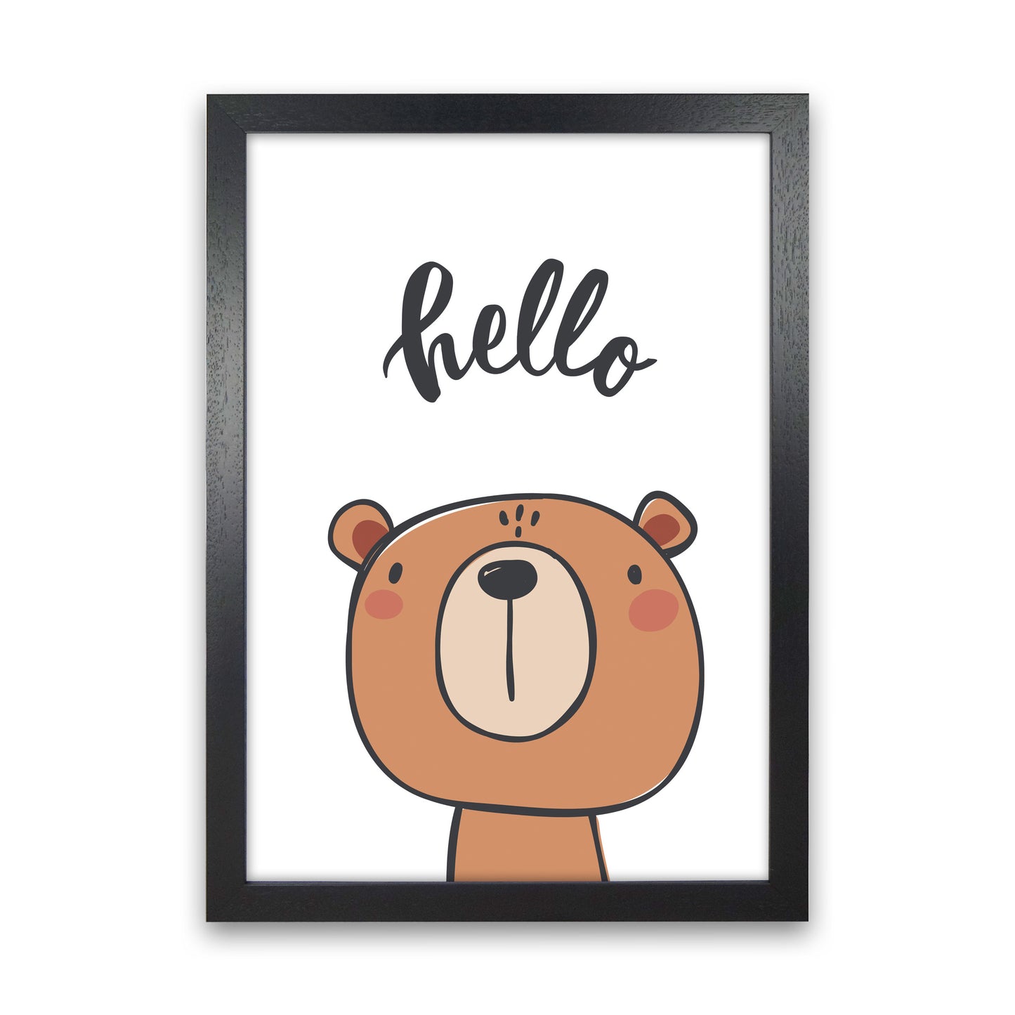Hello Bear Modern Print Animal Art Print Black Grain