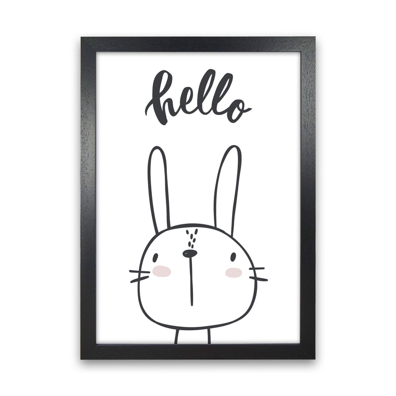 Hello Bunny Modern Print Animal Art Print Black Grain