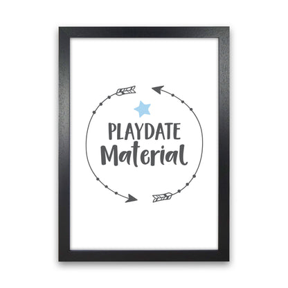 Playdate Material Framed Typography Wall Art Print Black Grain