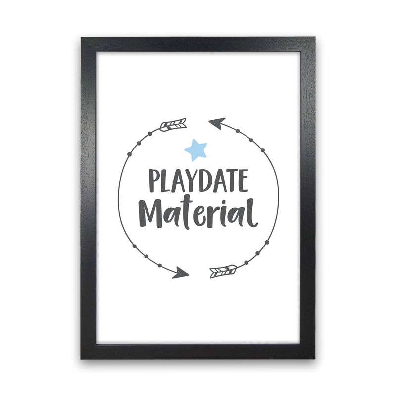 Playdate Material Framed Typography Wall Art Print Black Grain