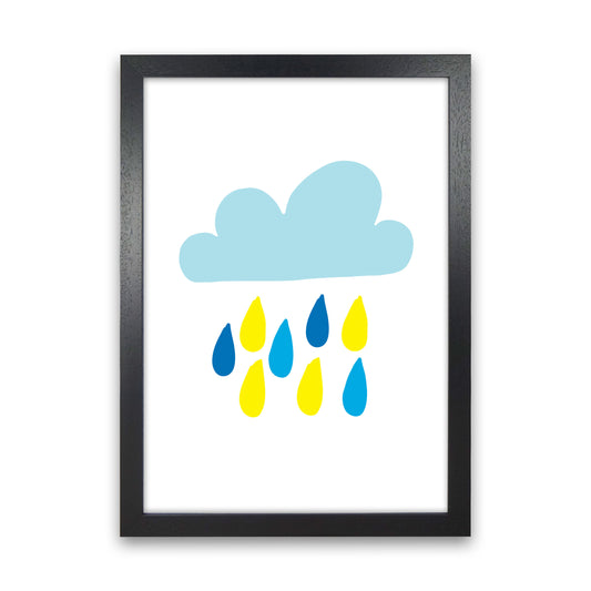 Blue Rain Cloud Modern Print Black Grain