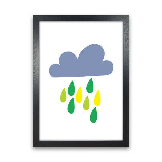 Dark Blue Rain Cloud Modern Print Black Grain