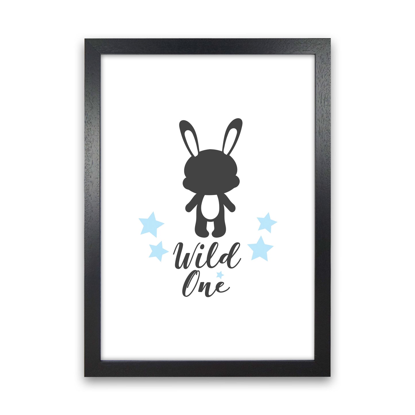 Wild One Framed Nursey Wall Art Print Black Grain