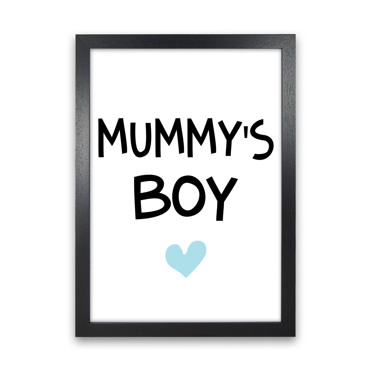 Mummy&#39;s Boy Blue Framed Nursey Wall Art Print Black Grain