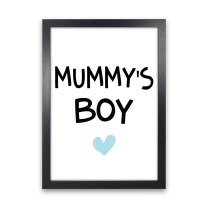 Mummy&#39;s Boy Blue Framed Nursey Wall Art Print Black Grain