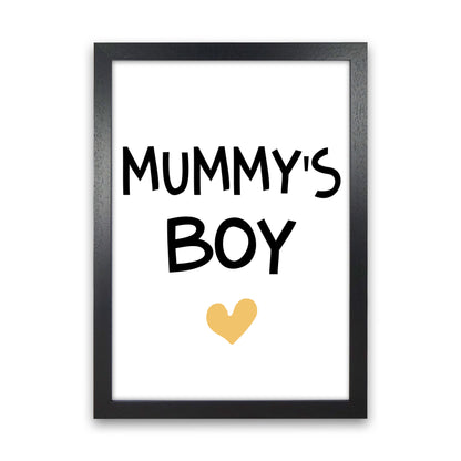 Mummy&#39;s Boy Mustard Framed Nursey Wall Art Print Black Grain