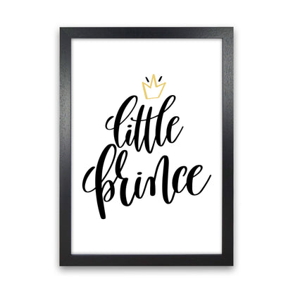 Little Prince Gold Crown Framed Nursey Wall Art Print Black Grain