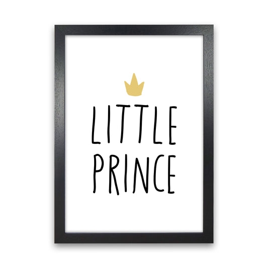 Little Prince Black And Gold Framed Nursey Wall Art Print Black Grain