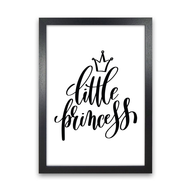 Little Princess Black Framed Nursey Wall Art Print Black Grain