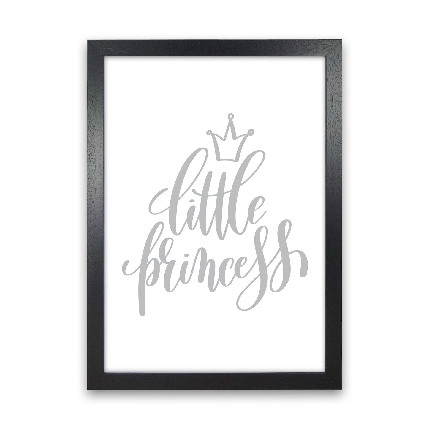 Little Princess Grey Framed Nursey Wall Art Print Black Grain