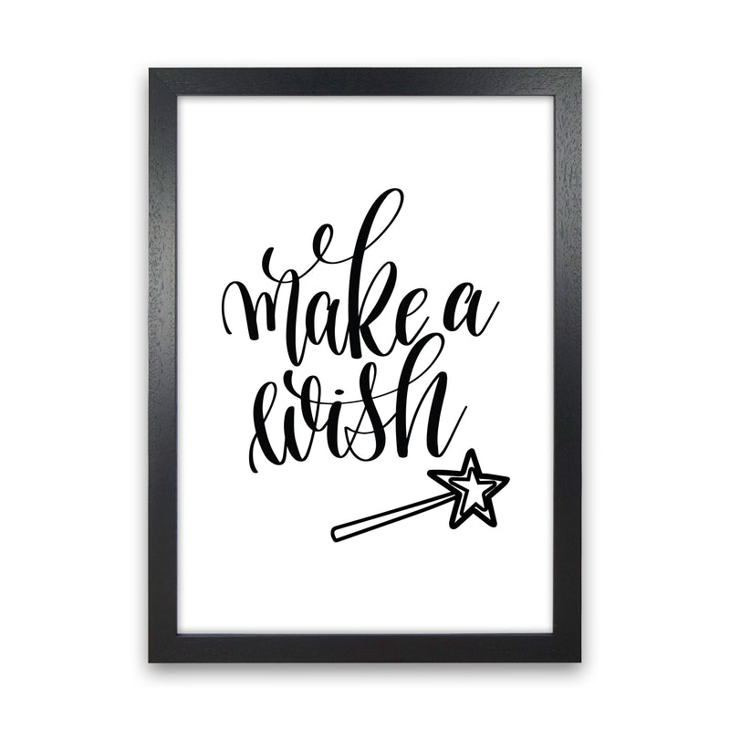 Make A Wish Black Framed Typography Wall Art Print Black Grain