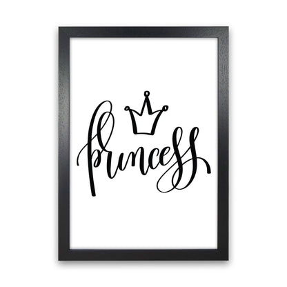 Princess Black Framed Nursey Wall Art Print Black Grain