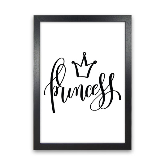 Princess Black Framed Nursey Wall Art Print Black Grain