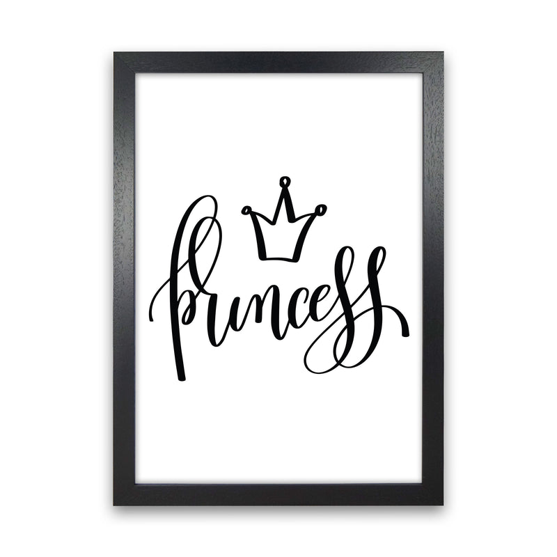 Princess Black Framed Nursey Wall Art Print Black Grain