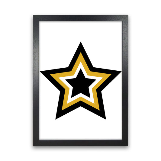 Mustard And Black Layered Star Modern Print Black Grain