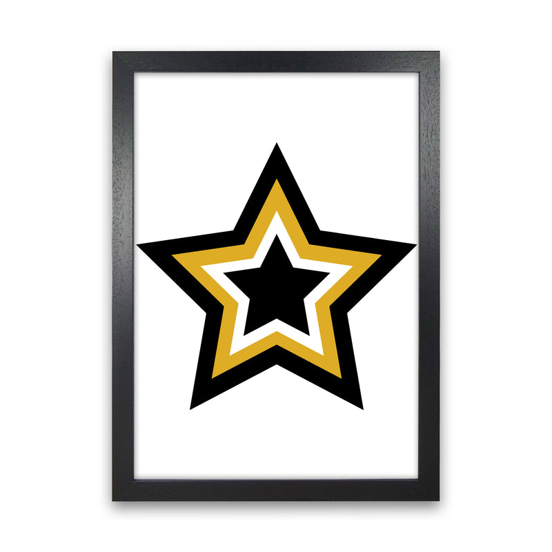 Mustard And Black Layered Star Modern Print Black Grain