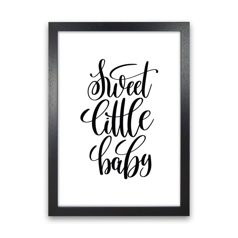Sweet Little Baby Black Framed Nursey Wall Art Print Black Grain