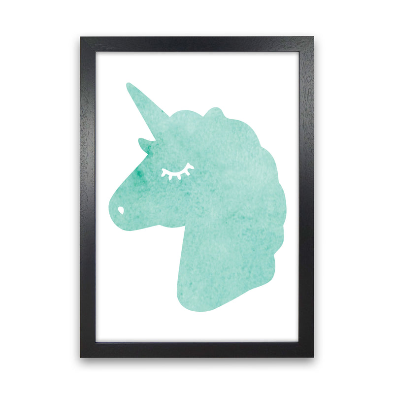 Mint Unicorn Head Modern Print Animal Art Print Black Grain