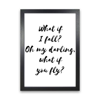 What If I Fall? Black Modern Print Black Grain